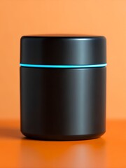 Modern smart speaker on orange background