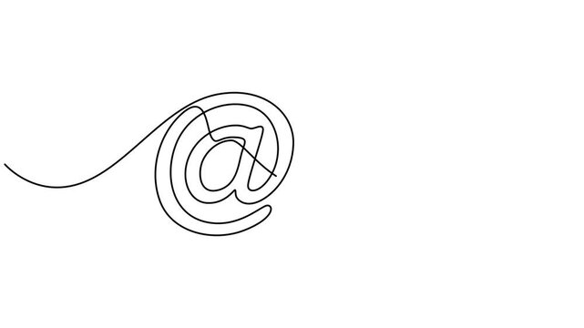 Animated self At the rate of sign continuous one line drawing. At symbol single line art vector illustration animation, At the rate of sign video concept. minimalist pro vector monoline contribute. @
