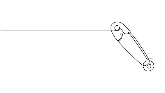 safety closed pin animation continuous one line drawing, Self drawing line animation safety pin continuous one line drawing, single line art doodle outline safety pin vector illustration, 4k animation