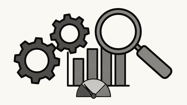 analyzing profit and quality management Flat 2D vector outline illustration animation motion graphics Clean solid background