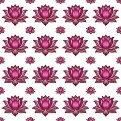Pink Lotus Seamless Pattern on White Background