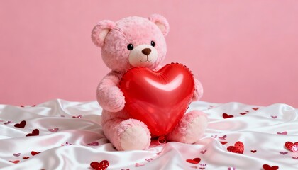 Soft Stuffed Bear Holding a Red Heart