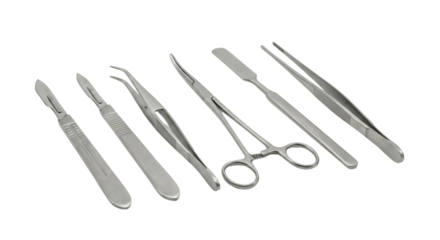 Surgical Instruments Set: Scalpels, Forceps, Scissors, and Tweezers