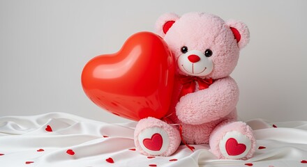 Teddy Bear Hugging Red Heart