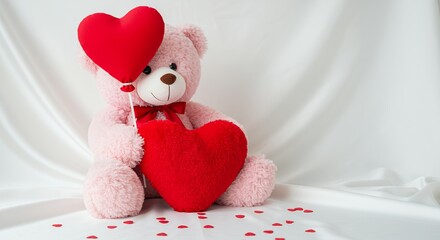 Cute Valentine's Day Stuffed Bear Holding a Heart