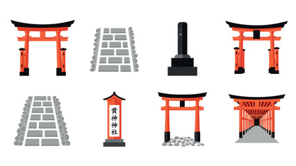 Naklejka premium Traditional japanese torii gates and pathways in minimalist design