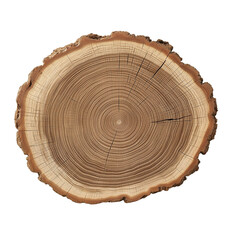 Obraz premium Detailed cross-section of a tree trunk with growth rings isolated on a transparent background