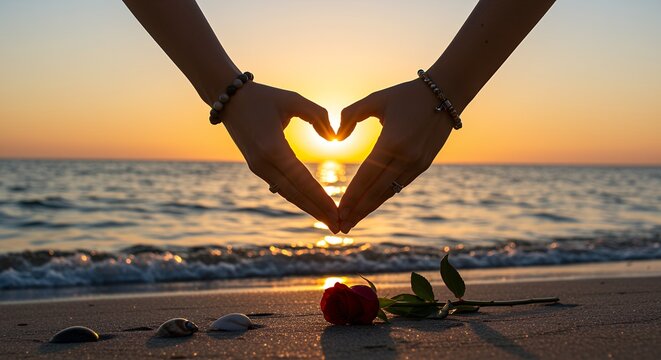 Love at Sunset on the Beach