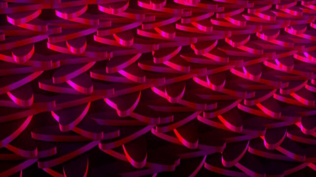 3d background objects pattern of red and purple animation