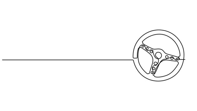 Steering wheel animation continuous one line drawing, Seafarers day simple animated illustration with steering wheel. One continuous self drawing line animation, Full length single line animation, pro