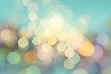 Naklejka premium Bokeh abstract background with light blue, yellow, and purple circles
