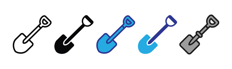 Vector illustration icon collection of colorful shovels in different colors and styles for various uses © Bar