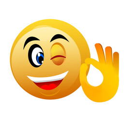 Winking Emoji OK Hand Gesture Icon