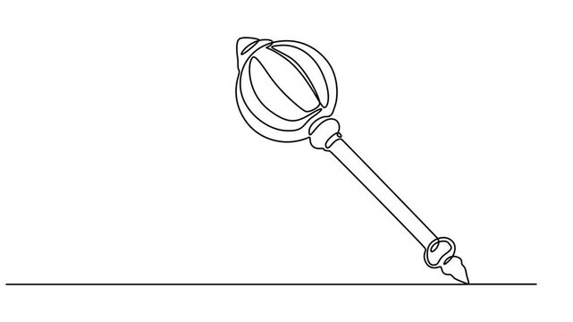 weapon of lord hanuman animation continuous one line drawing, Creative vector illustration of Lord Hanuman's weapon (Gada) icon for the Hindu festival of Hanuman Jayanti. Minimalist line art design.