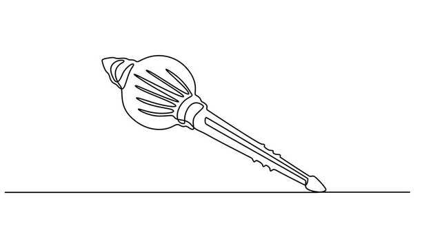 weapon of lord hanuman animation continuous one line drawing, Creative vector illustration of Lord Hanuman's weapon (Gada) icon for the Hindu festival of Hanuman Jayanti. Minimalist line art design.