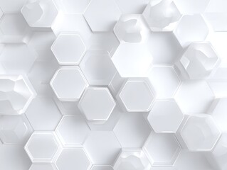 Fototapeta premium Glossy white, slightly protruding, hexagonal tile pattern background