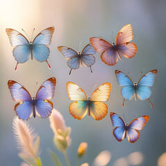 Six butterflies set