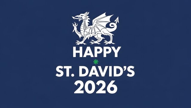 Happy st david's day 2026 celebration with welsh dragon