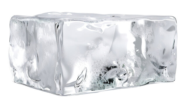 A block podium is shown with frosted crystalline patterns melting. The background is transparent, allowing focus on the melting details of the podium