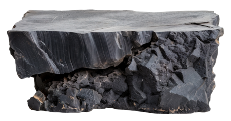This element features a rock podium displaying a dark volcanic texture. The surface is rough with a rugged appearance. It is isolated on a transparent background, highlighting its unique shape