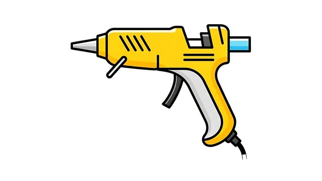 Yellow Hot Glue Gun Illustration.