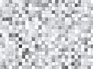 Fototapeta premium Abstract grayscale mosaic of small square tiles with uneven coloring