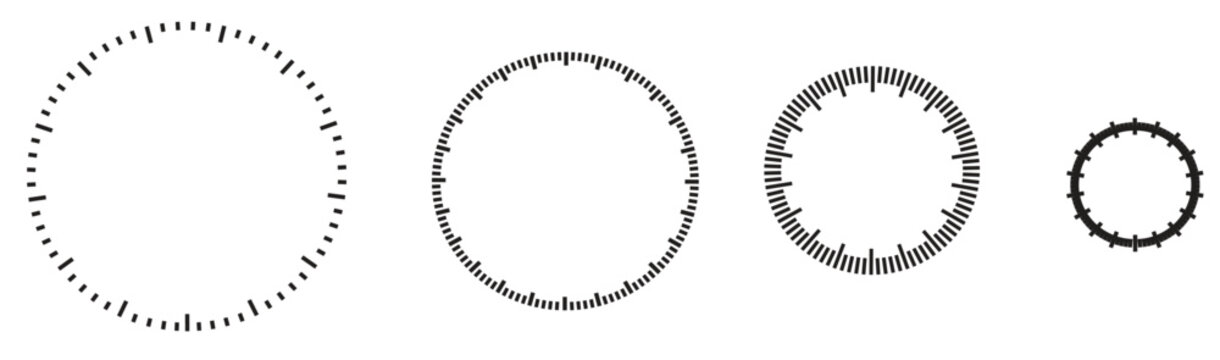 Meter Shows Moderate Level on White Background Cartoon Style Display Gauge. Timer or stopwatch element. Blank measuring circle scale with divisions. Vector illustration.