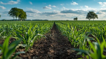 Fototapeta premium Spring field with young crops 