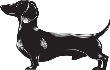 Dachshund Dog Silhouette Black Vector Illustration