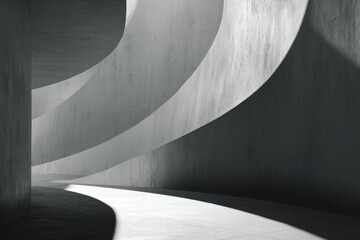 Obraz premium Abstract Concrete Architecture Interior With Sunlight and Shadow, Modern Art