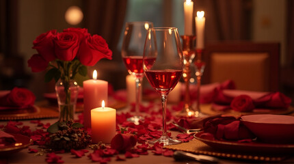 romantic dinner table setting for valentine day