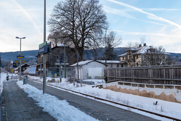 Trains station Gotteszell on a cold winter morning 