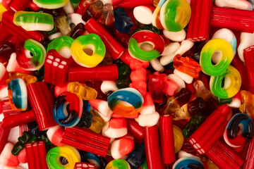 Assorted colorful gummy candies. Jelly  sweets.
