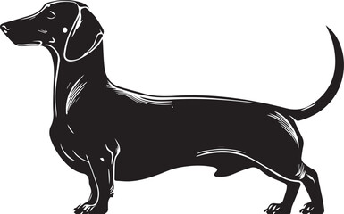 Dachshund Dog Silhouette Black Vector Illustration