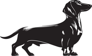 Dachshund Dog Silhouette Black Vector Illustration
