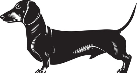 Dachshund Dog Silhouette Black Vector Illustration