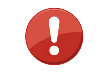 Red exclamation mark symbol warning alert isolated on a transparent background