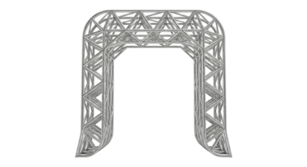 Curved Metal Truss Structure Architectural Element Industrial Fabrication Segment for Event Stages or Building Framework isolated on transparent background