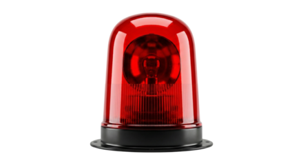 Emergency warning signal light red beacon emergency alert light with warning indicator isolated on transparent background