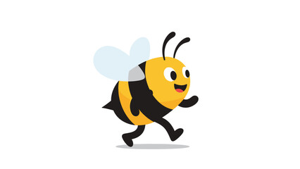 Fototapeta premium cheerful cartoon bumblebee walking happily with a big smile and small wings in a cute character illustration.