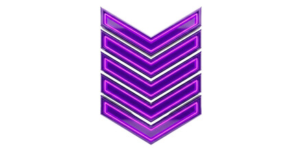 Purple Chevron Stripes Neon Glow Abstract Graphic Element isolated on transparent background