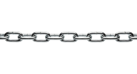Silver Metal Chain Links Industrial Connection Strength Secure Fastening isolated on transparent background