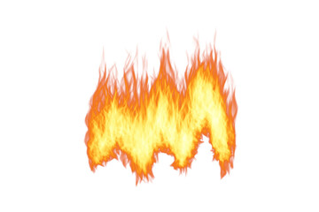 Psd burn bright yellow fire flames with seamless smoke and sparks on transparent background