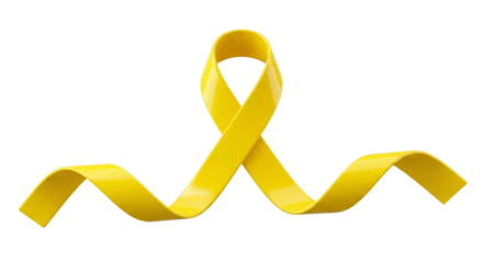 Yellow Awareness Ribbon Campaign Symbol of Hope and Support for Childhood Cancer Awareness Month Support Ribbon isolated on transparent background