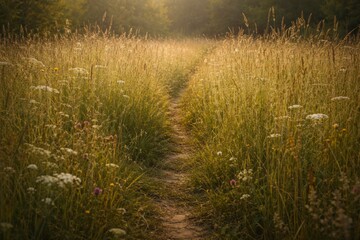 Meadow Path Disappearing into Tall Grass &ndash; Uncertainty and Transition