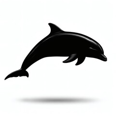 Fototapeta premium Dolphin Silhouette Isolated on White Background