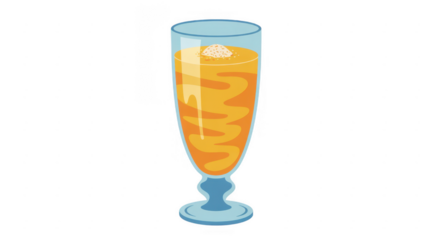 Orange cocktail in a tall glass with a white garnish isolated on a transparent background