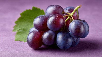A vineyard grape bunch on a wine purple background, wine tasting travel