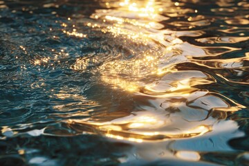 Golden Light Dance Upon the Water Surface in Tranquil Abstract Reflection
