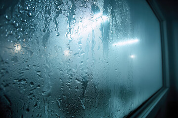 Fogged glass background with a wiped clear rectangle and soft misty edges